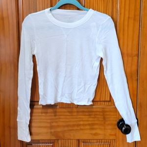 Aerie White Long-Sleeved Thermal Top